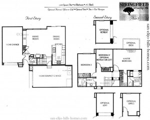 San Elijo Hills Homes for sale in Springfield Plan 2 Floorplan, 1,410sf, 3beds, 2.5baths