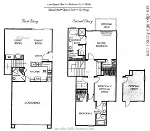 San Elijo Hills Homes for sale in Springfield Plan 3 Floorplan, 1,554sf, 3beds, 2.5baths