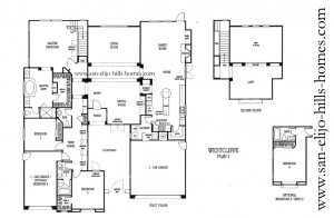 San Elijo Hills homes for sale in Westcliffe plan 1 floorplan 3200sf, 3 beds down 1 up