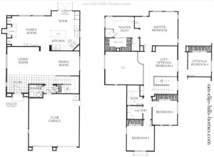 San Elijo Homes for sale in Cambria plan 3 floorplan 2,036sf, 5beds, 2 and a half baths
