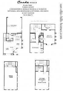 San Elijo Homes for sale in Morgans Corner Plan 2 Floorplan, 1,515sf, 2 beds, 2.5baths